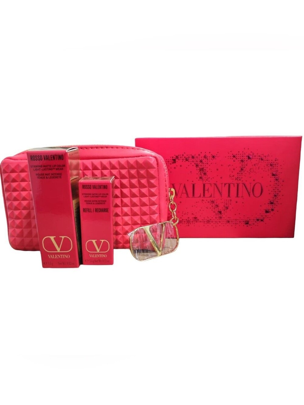Valentino Lipstick & Case, Lipstick Colors 123R & Refill 22R / Red Zipper Case